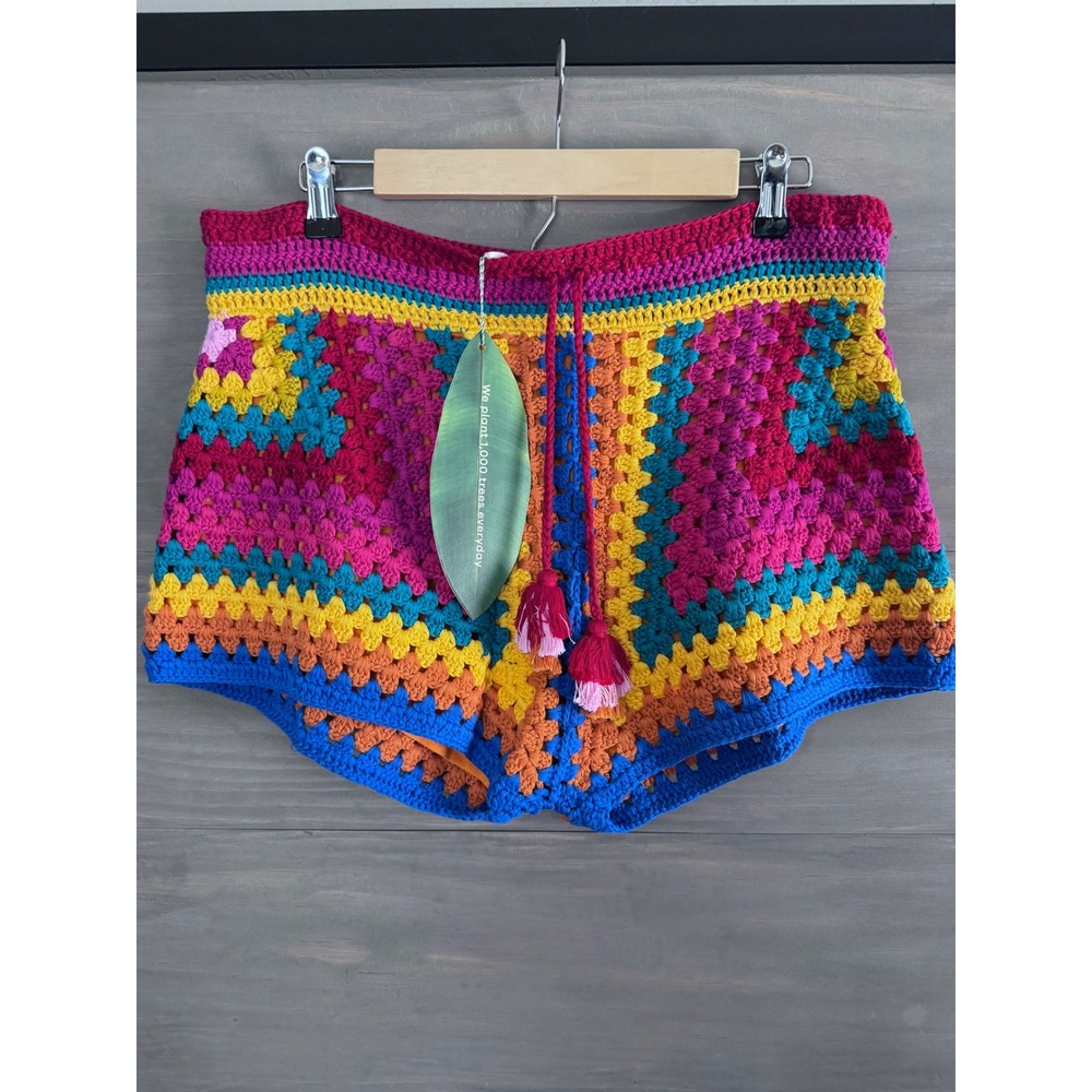 Farm Rio Striped‎ Scarf Crochet
Shorts Size Large NWT - Picture 4 of 7
